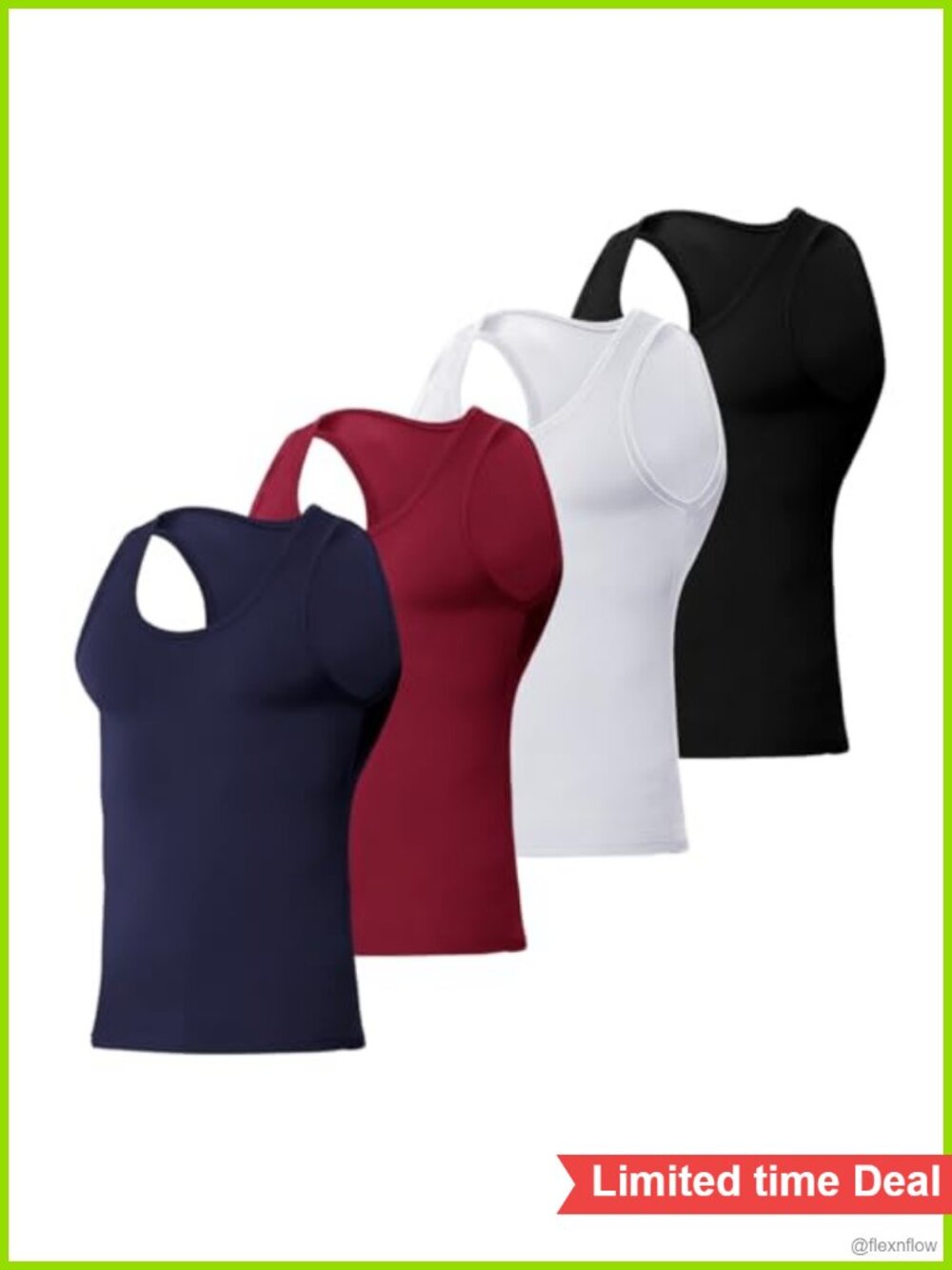Men's Slim-Fit Athletic Tank Top 4-Pack Moisture-Wicking Sleeveless